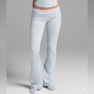 SKIMS Zen Blue Cotton Jersey Foldover Pants